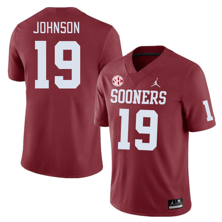 Men #19 Jacobe Johnson Oklahoma Sooners 2024 SEC Conference College Football Jerseys-Crimson